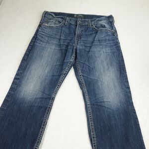 Silver Jeans Mens 38x30 Blue Loose Baggy 10" Wide Leg Wash Faded Gordie